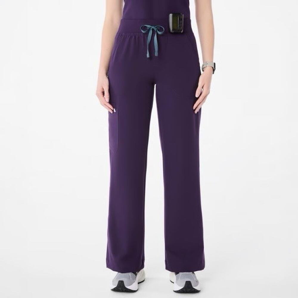 FIGS Scrub Pants Womens Medium Purple Drawstring Straight Leg Scrubs Medical